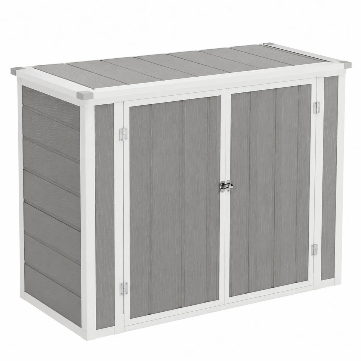 Coffre de rangement extérieur en résine et métal Gris et Blanc