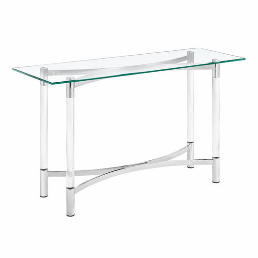 Console en verre trempé et acier chromé 120x40x75 cm