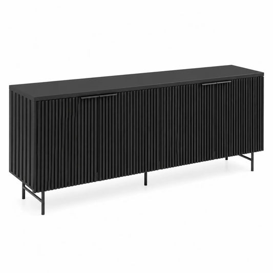 Buffet en bois noir avec portes rainurées 180 cm