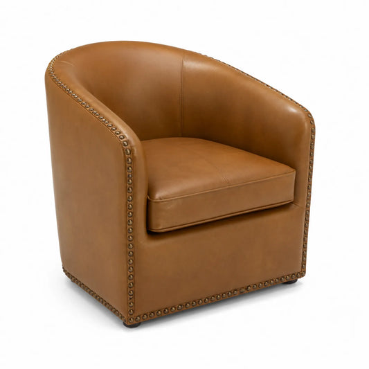 Fauteuil en cuir synthétique marron avec clous 75x70x75 cm