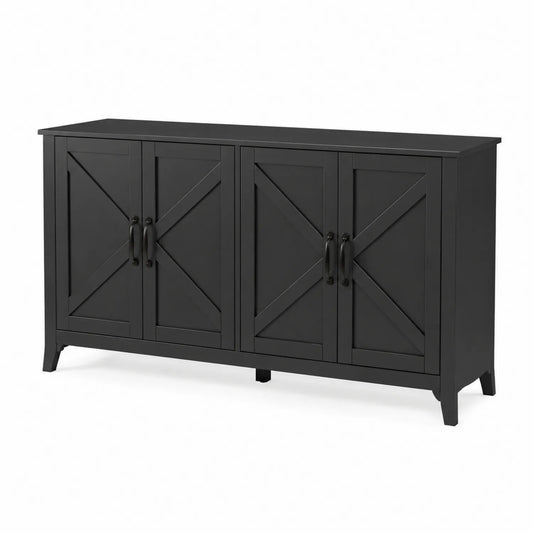 Buffet en bois MDF noir à 4 portes