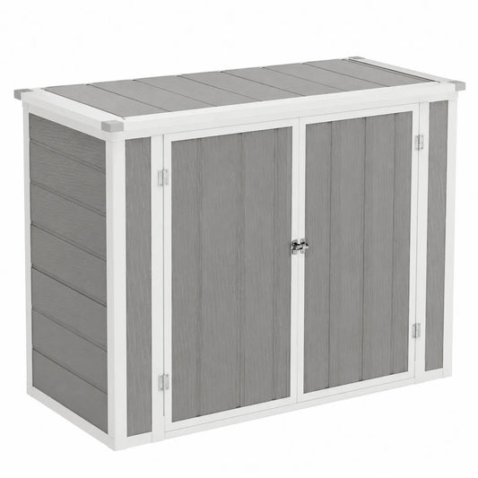 Coffre de rangement extérieur en résine et métal Gris et Blanc