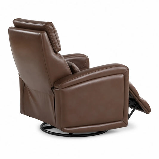Fauteuil inclinable en cuir synthétique marron pivotant 85x90x105 cm