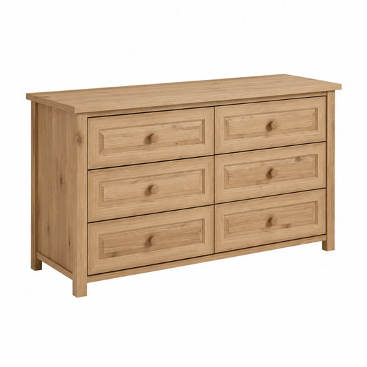 Commode en bois de pin avec 6 tiroirs