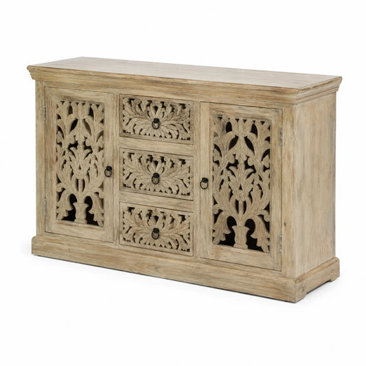 Buffet en bois avec portes et tiroirs sculptés, Chêne, 150 cm