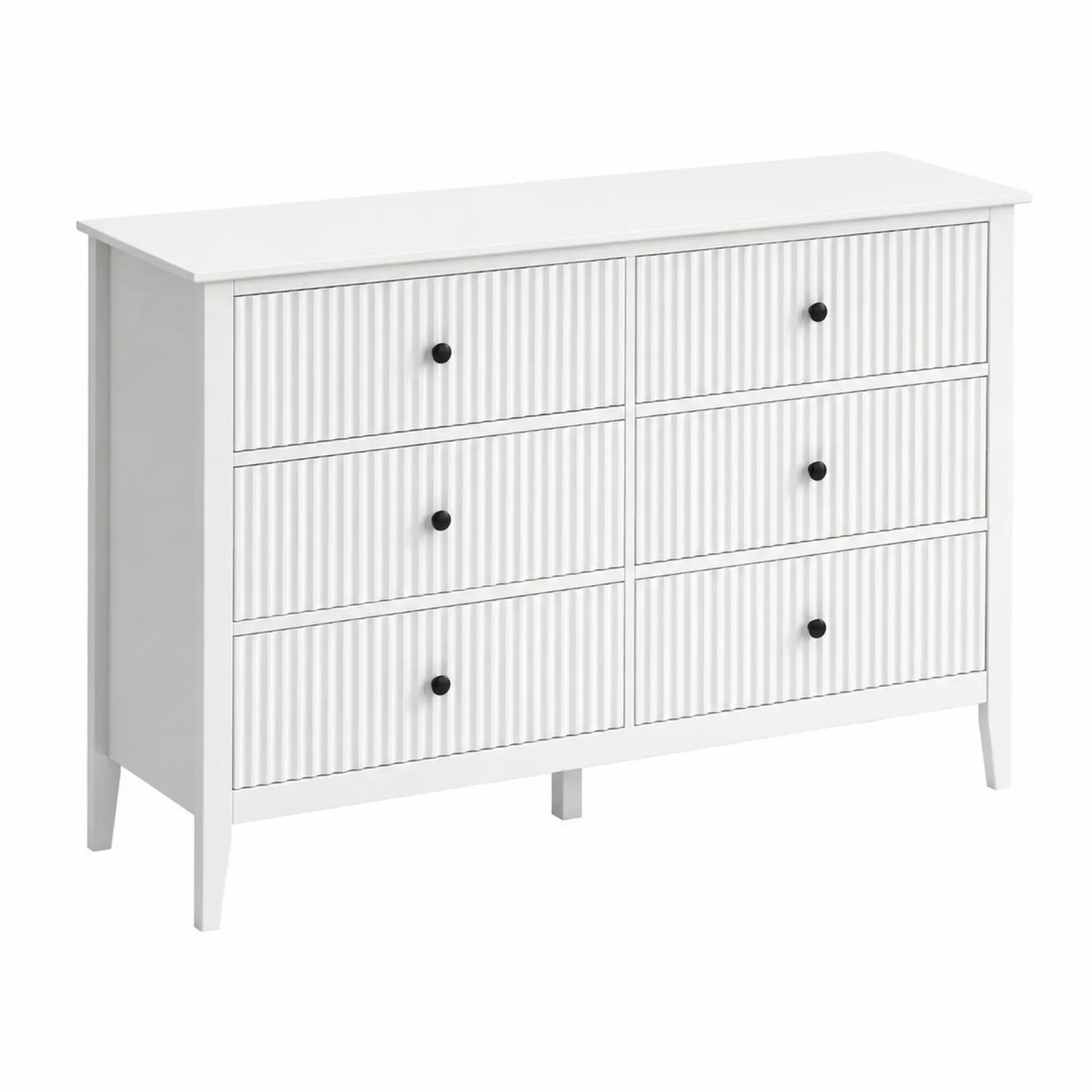 Commode blanche 6 tiroirs en bois MDF