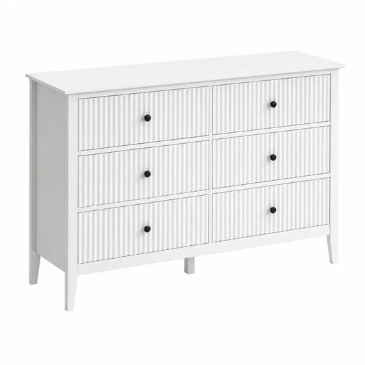 Commode blanche 6 tiroirs en bois MDF