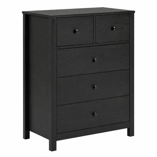 Commode en bois noir avec 5 tiroirs